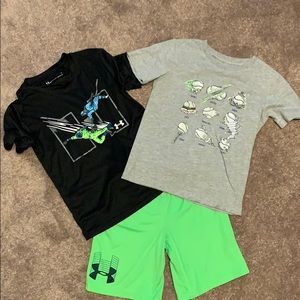 ⚾️Boy Under Armour Size 7 Shorts with 2 shirt⚾️